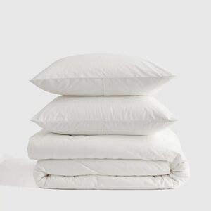 NWOT Quince Organic Brushed Cotton Duvet Cover Set Full/Queen White + Shams 0041